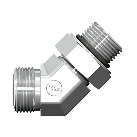 World Wide Fittings Male Flat Face O-Ring to Male O-Ring Boss 45 Deg. Elbow 4365X06X06